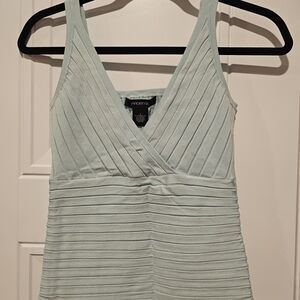 Arden B Green Pleated Ribbed Sleeveless Tank Top